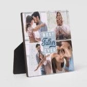 父最高のカスタムは4枚の写真の家族のコラージュ フォトプラーク (正面)