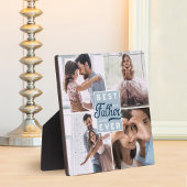 父最高のカスタムは4枚の写真の家族のコラージュ フォトプラーク