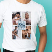 父最高のカスタムは4枚の写真の家族のコラージュ Tシャツ