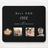 父最高のパパ写真コラージュ白黒 マウスパッド (正面)