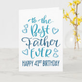 父最高の前第41回誕生日タイポグラフィインブルー カード (黄色い花)