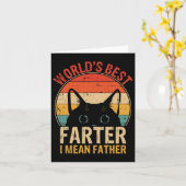 父最高の父の日おもしろい猫ダ カード (黄色い花)