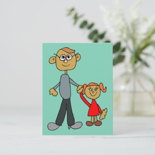 父最高の父の日の父の娘の漫画 ポストカード (スタンド正面)