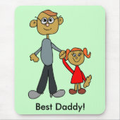 父最高の父の日の父の娘の漫画 マウスパッド (正面)