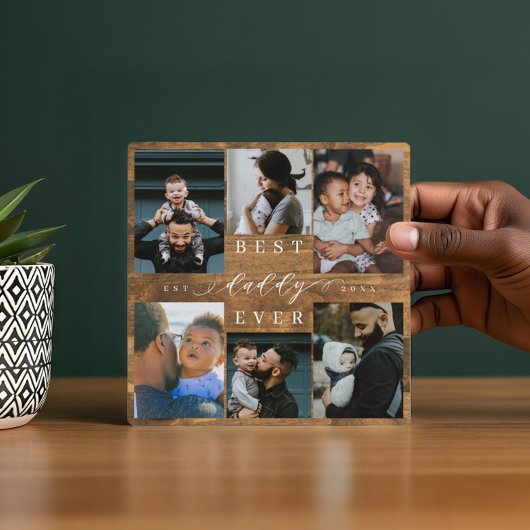 父最高の父の日の贈り物の写真ウッドグレイン フォトプラーク