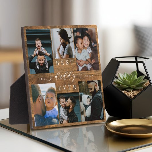 父最高の父の日の贈り物の写真ウッドグレイン フォトプラーク