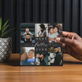 父最高の父の日の贈り物の写真Woodgrain フォトプラーク