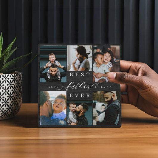 父最高の父の日の贈り物の写真Woodgrain フォトプラーク