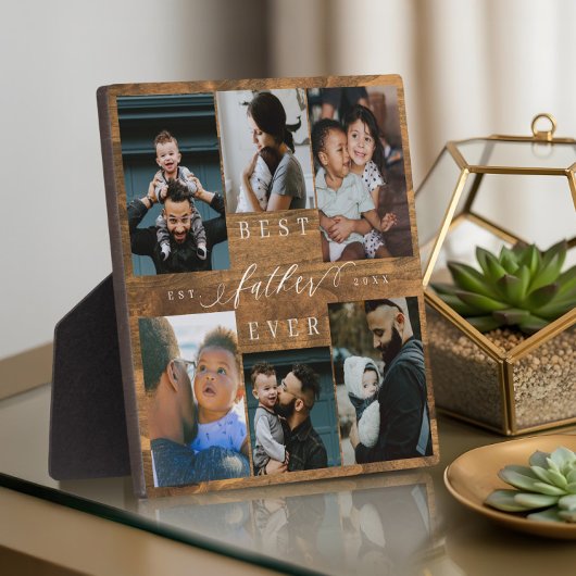 父最高の父の日の贈り物の写真Woodgrain フォトプラーク