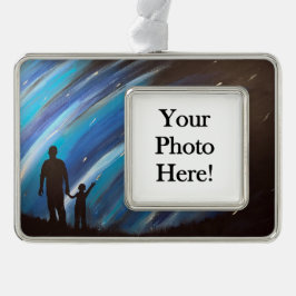 父権のオーロラの写真の驚異 シルバープレートフレームオーナメント