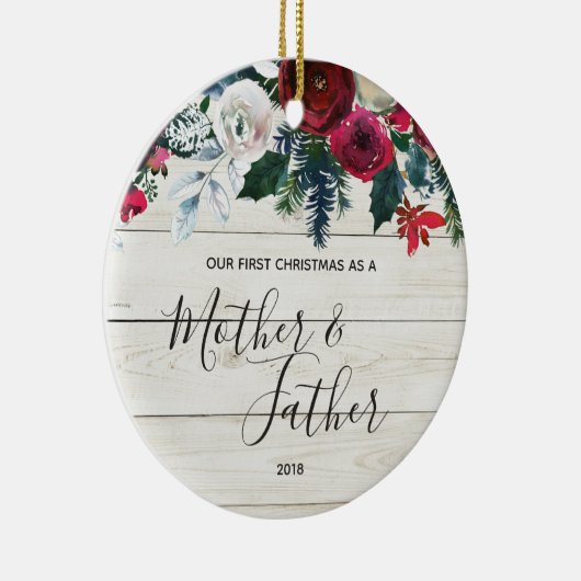 父母として私達の初めてのクリスマス セラミックオーナメント (右)