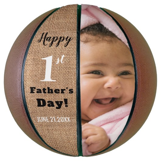 父素朴の日の初パーソナライズされた日 バスケットボール (縦)