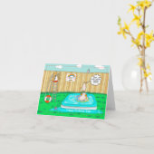 父親おもしろいの日のコロナウイルス水泳のレッスン カード (黄色い花)