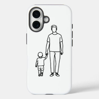 父親と子供のラインアートミニマリストiPhoneケース" iPhone 16ケース