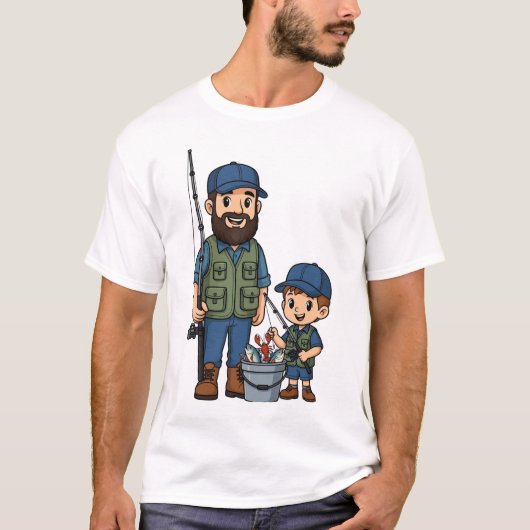 父親と息子の釣りデート Tシャツ (正面)