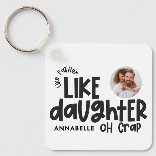 父親のように娘の写真がおもしろい好き キーホルダー (正面)