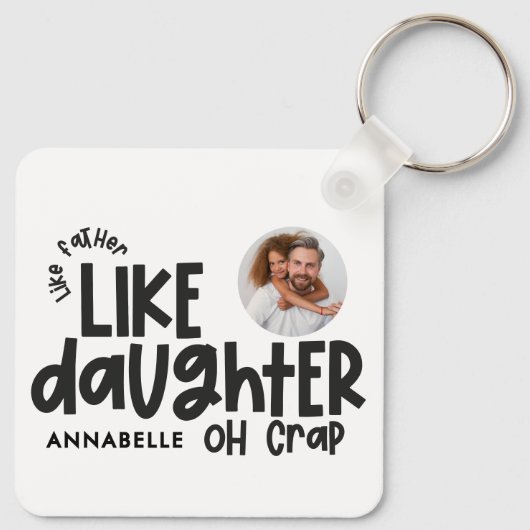 父親のように娘の写真がおもしろい好き キーホルダー (裏面)