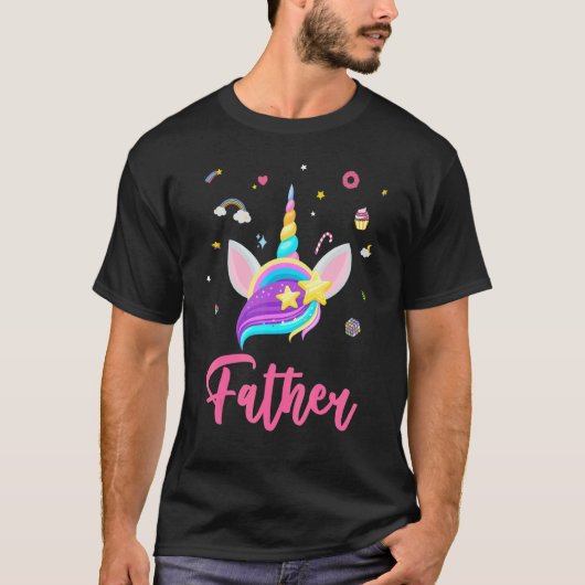 父親の誕生日ガールユニコーンテーマ魔法Un Tシャツ (正面)