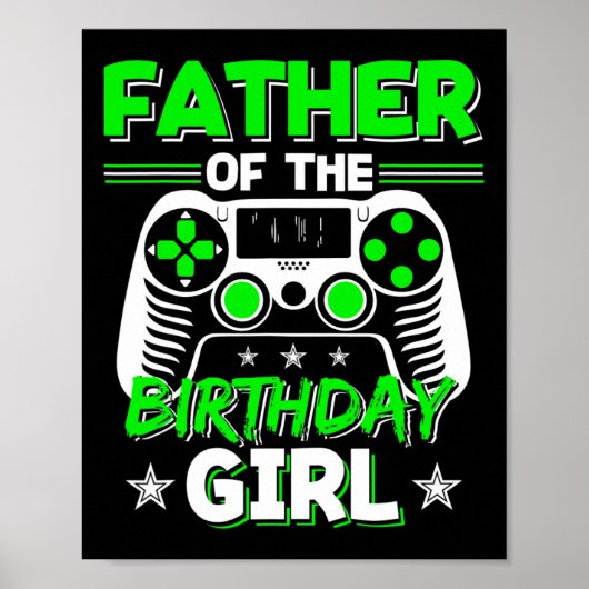 父親の誕生日女の子のビデオゲームの日パーティー ポスター (正面)