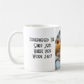 父親は24時間365日の仕事とカスタム写真 コーヒーマグカップ (左)