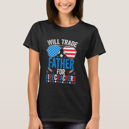 父親を爆竹の男の子のおもしろいために貿易Juの4番目 Tシャツ (正面)