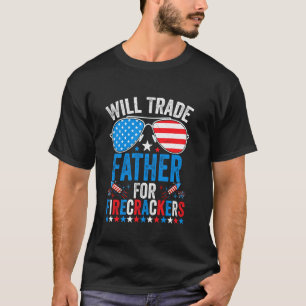 父親を爆竹の男の子のおもしろいために貿易Juの4番目 Tシャツ