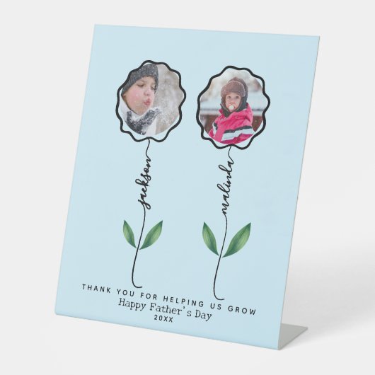 父親パーソナライズされたの庭の子供からの写真ギフト 台座サイン (正面)
