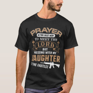 父誇りを持った父フード付きスウェットシャツもし私の娘を混乱 Tシャツ