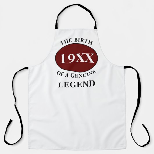 父誕生日伝説任意の年名レッドブラック エプロン (正面)