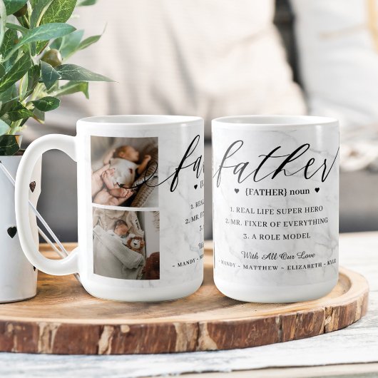 父辞書の定義フォトコラージュ大理石 コーヒーマグカップ