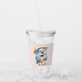 父鳥のストロー付きアクリルカップ アクリルタンブラー
