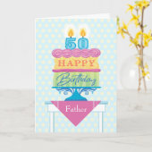 父50thお誕生日ケーキナンバーキャンドル カード (黄色い花)