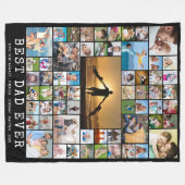 父61フォトコラージュカスタムのタイトルとカラーファイル フリースブランケット (正面(横))