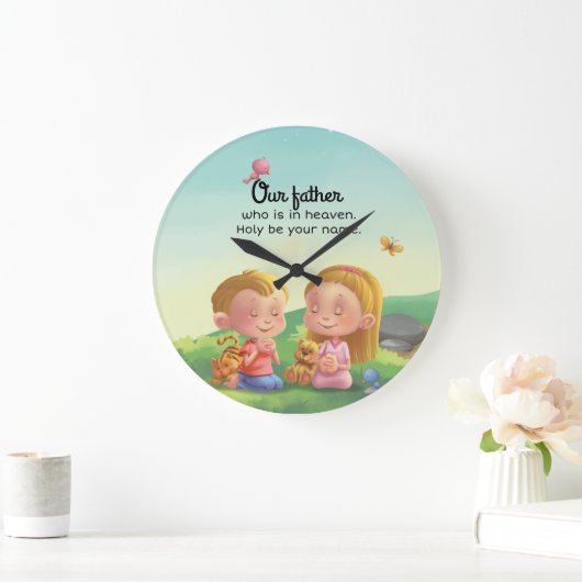 父/主の祈りの言葉の子供室時計 ラージ壁時計 (ホーム)