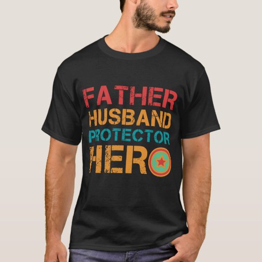父+夫+守護者+英雄 - Tシャツ (正面)