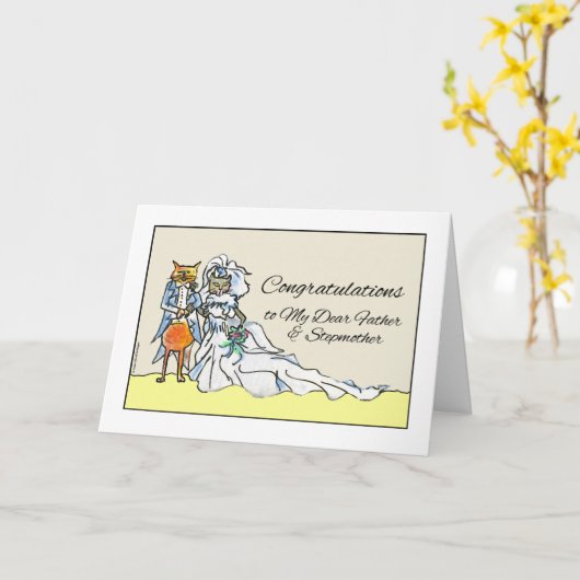 父、義母のための結婚式のお祝い カード (黄色い花)