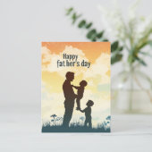 父I子供シルエット父の日はがき ポストカード (スタンド正面)