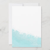 爽やかなアクアブルーの波しぶき ビーチ ブライダルシャワー 招待状 (裏面)