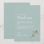 爽やかなグリーン エレガント ミニマル ハンドプレス フラワーデザイン サンキューカード (正面/裏面)