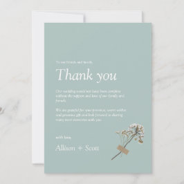 爽やかなグリーン エレガント ミニマル ハンドプレス フラワーデザイン サンキューカード