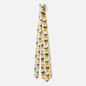 爽やかなシトラスフルーツ柄 グリーンの葉 (4) ネクタイ (裏面)