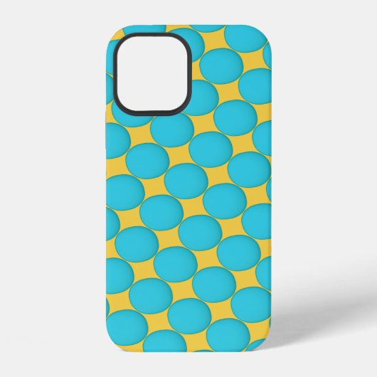 爽やかなターコイズと黄色の水玉模様 iPhoneケース (裏面)