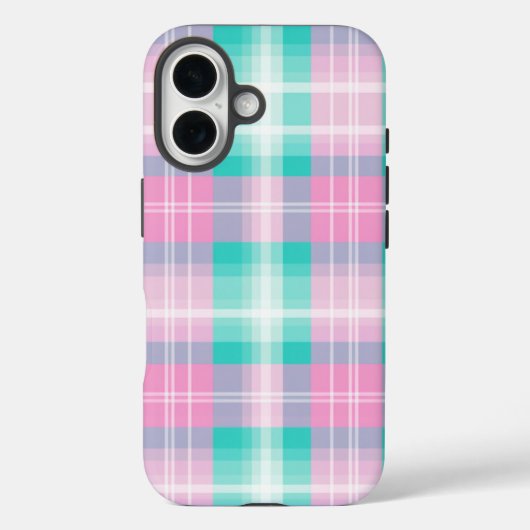 爽やかなパステルカラーのチェック柄 Case-Mate iPhoneケース (裏面)
