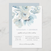 爽やかなブルーの花束 ウェディング 招待状 (正面/裏面)