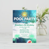 爽やかなプールパーティー誕生日招待状 招待状 (スタンド正面)