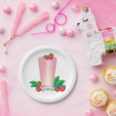 爽やかなベリースムージー・ピンク・ドリンク ペーパープレート (パーティー)