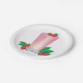 爽やかなベリースムージー・ピンク・ドリンク ペーパープレート (アングル)