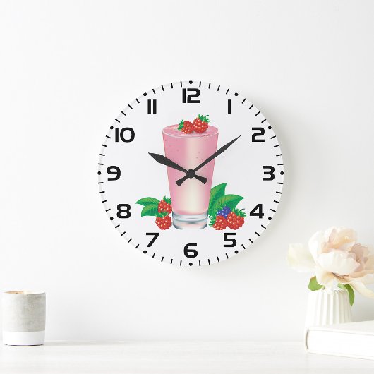 爽やかなベリースムージー・ピンク・ドリンク ラージ壁時計