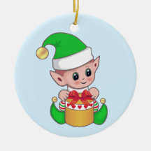 爽やかなライトブルーのクリスマスエルフ