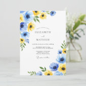 爽やかな春の結婚式 Azure Yellow Flourishing Spring Wedding 招待状 (スタンド正面)